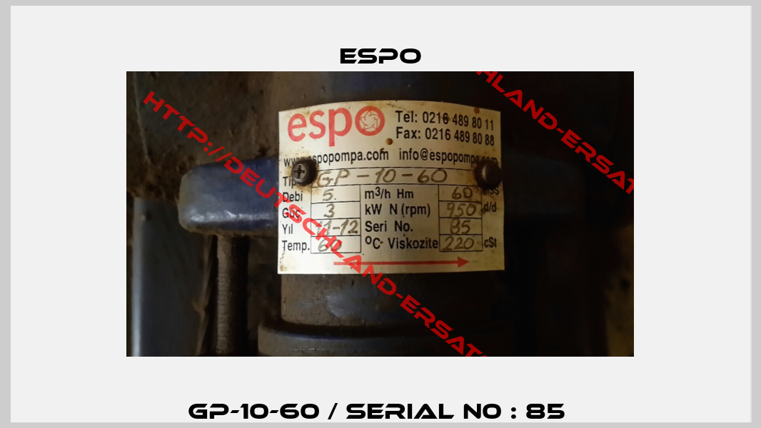 GP-10-60 / serial N0 : 85 -1