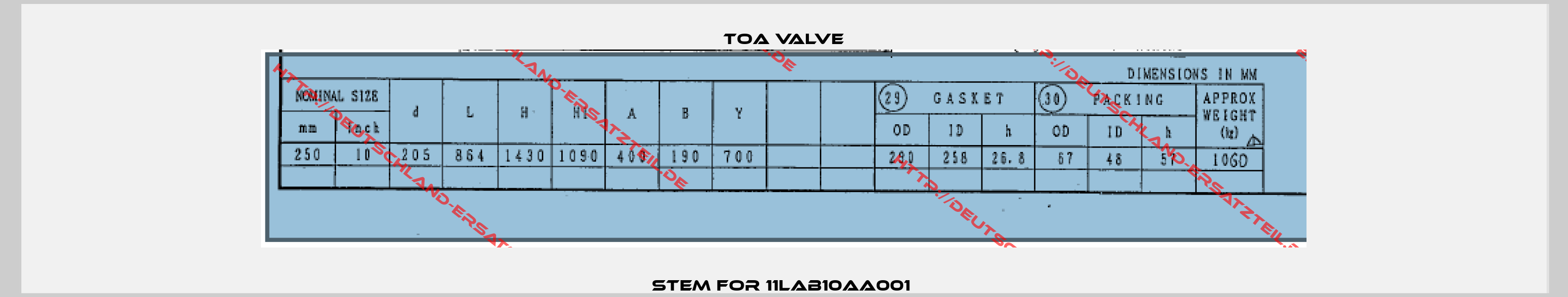 Stem for 11LAB10AA001 -3