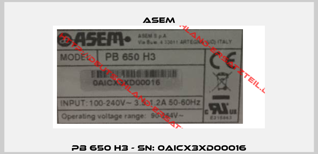 PB 650 H3 - SN: 0AICX3XD00016-0