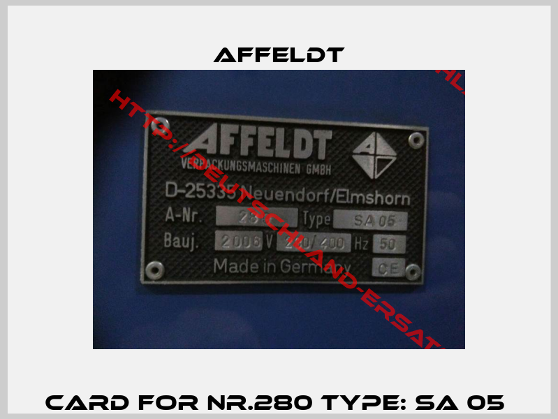 card for Nr.280 Type: SA 05 -1