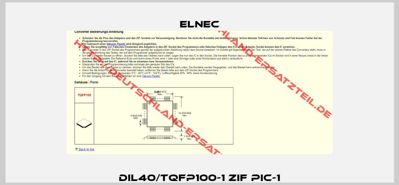 DIL40/TQFP100-1 ZIF PIC-1-0