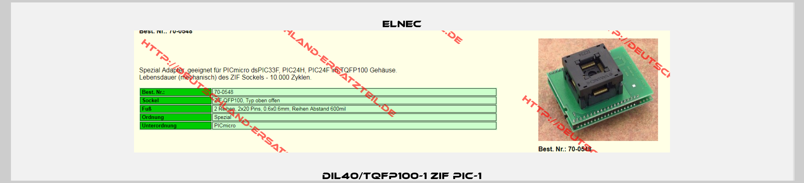 DIL40/TQFP100-1 ZIF PIC-1-1