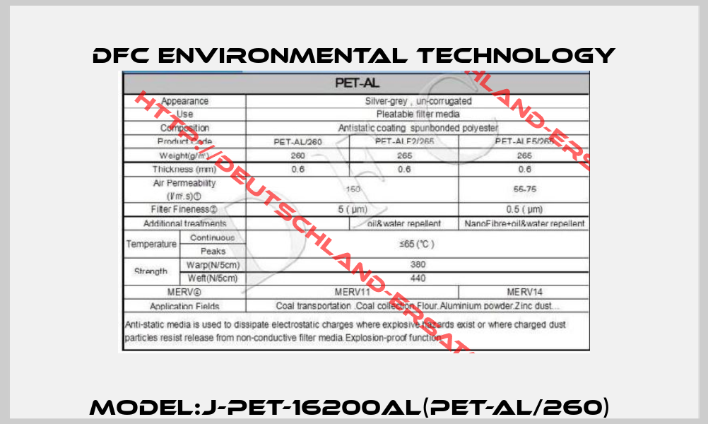 MODEL:J-PET-16200AL(PET-AL/260) -1