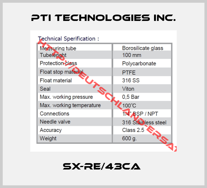 PTI Technologies Inc.-SX-RE/43CA 
