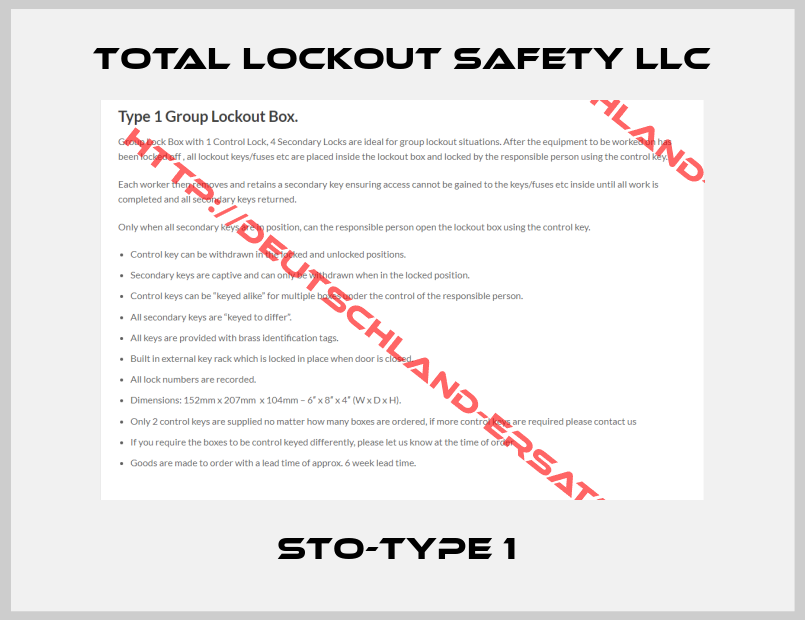Total Lockout Safety Llc-STO-TYPE 1 