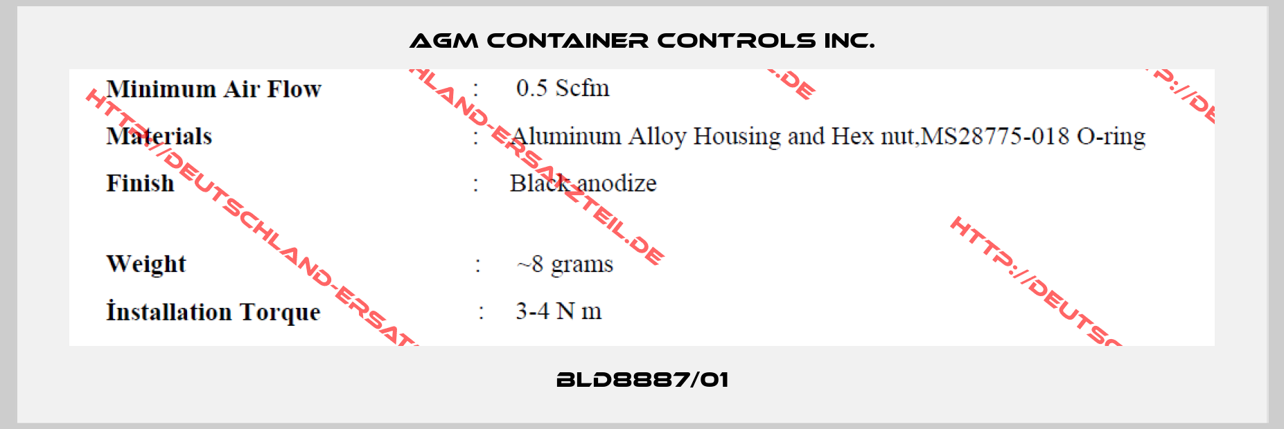 AGM CONTAINER CONTROLS INC.-BLD8887/01