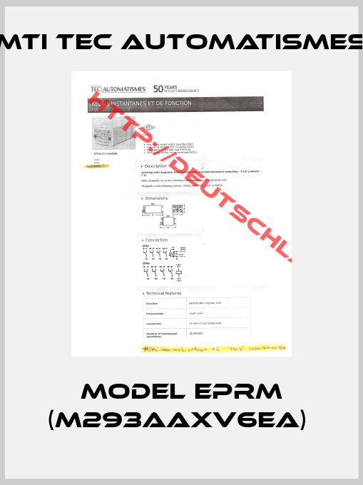 MTI TEC AUTOMATISMES-Model EPRM (M293AAXV6EA) 