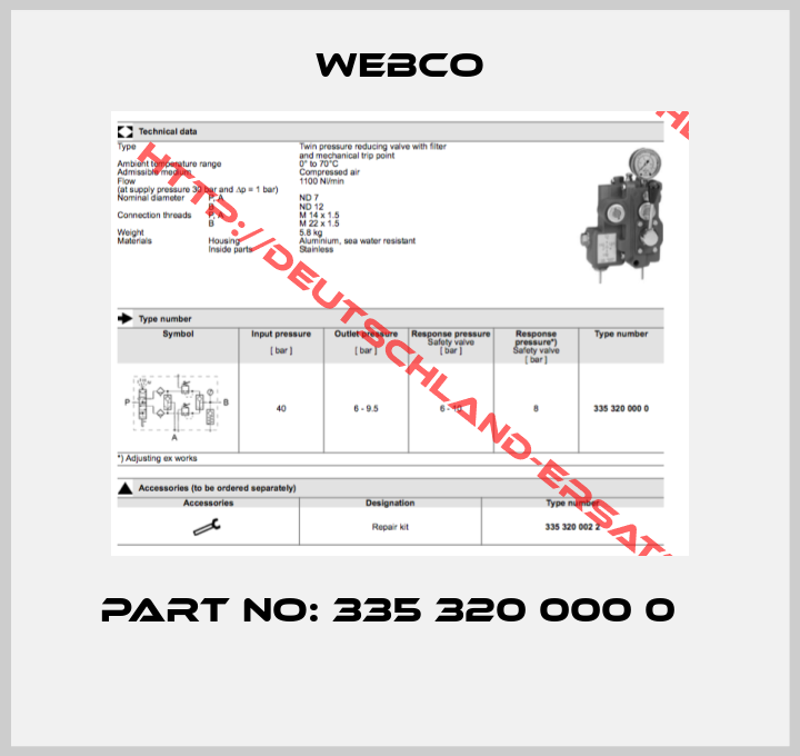 Webco-Part No: 335 320 000 0   