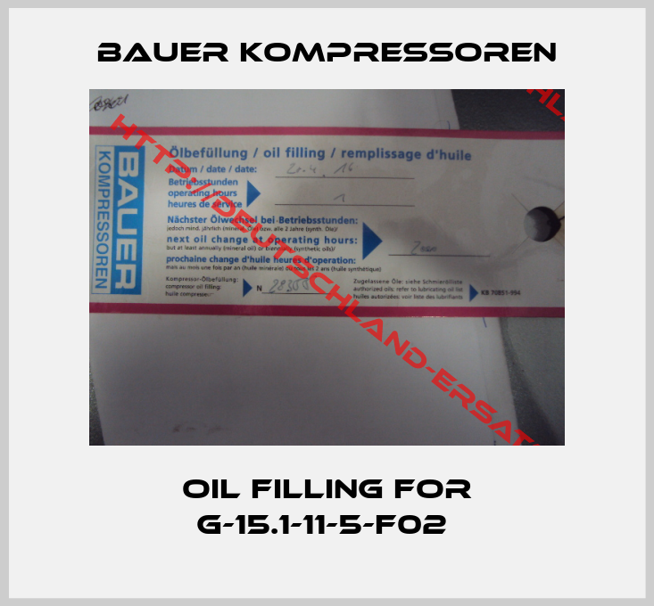 Bauer Kompressoren-Oil filling for G-15.1-11-5-F02 