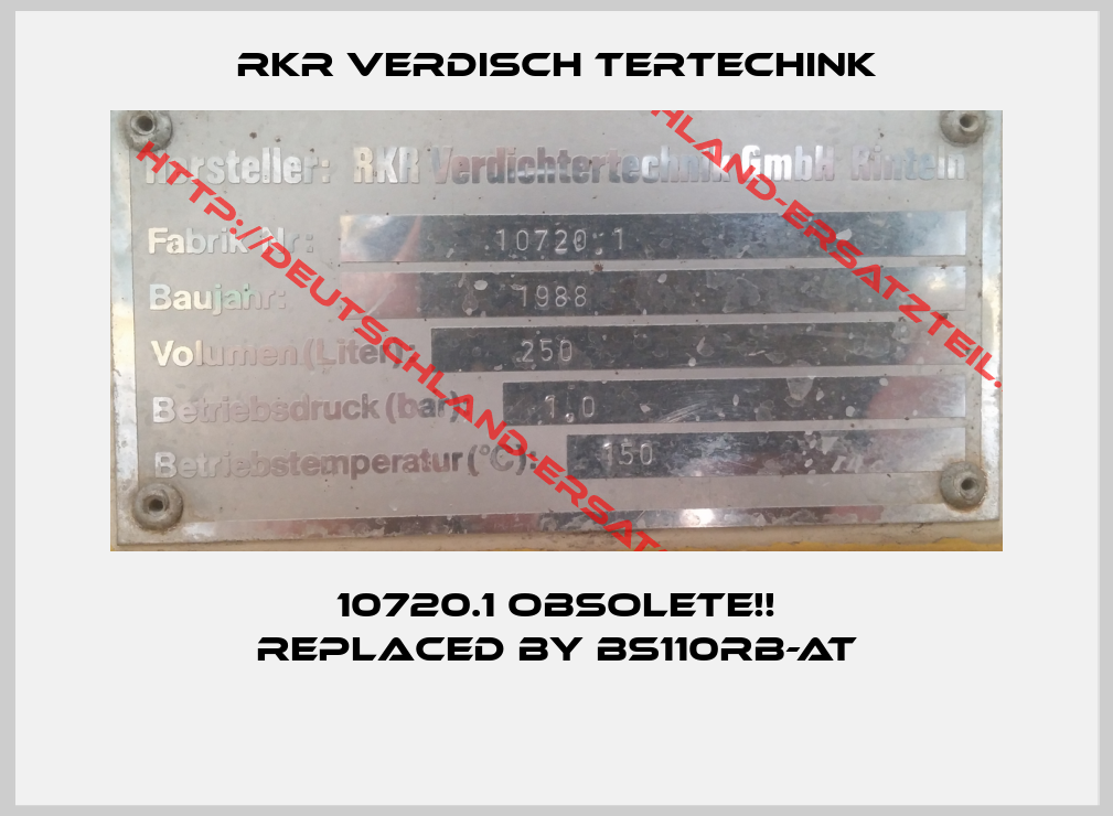 RKR VERDISCH TERTECHINK-10720.1 Obsolete!! Replaced by BS110RB-AT 