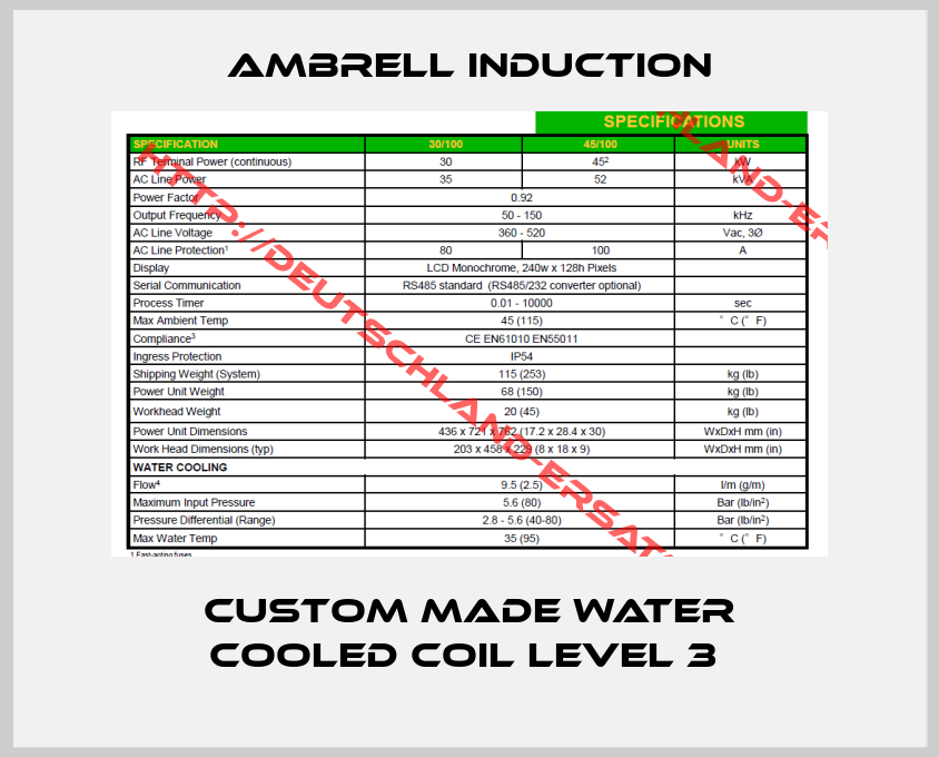 Ambrell Induction-Custom made water cooled coil level 3 