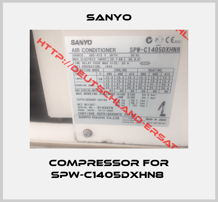 Sanyo-Compressor for SPW-C1405DXHN8 