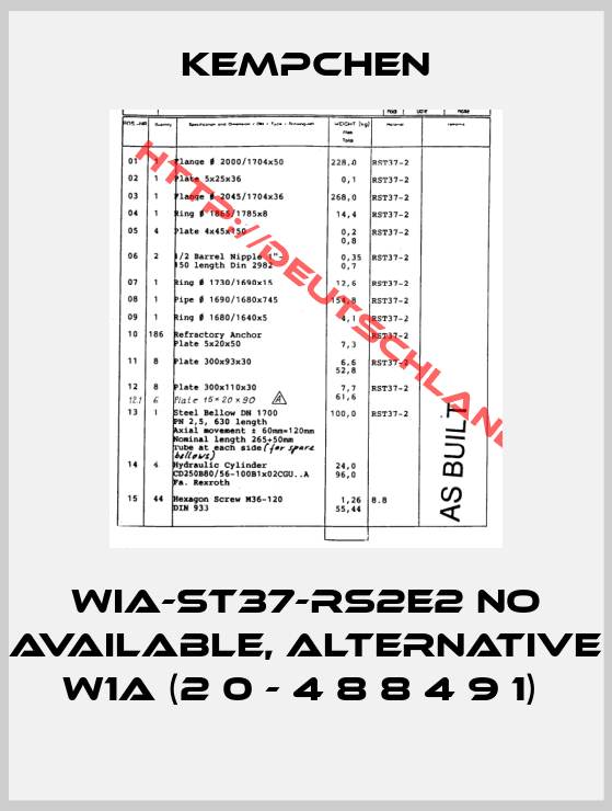 KEMPCHEN-WIA-ST37-RS2E2 no available, alternative W1A (2 0 - 4 8 8 4 9 1) 