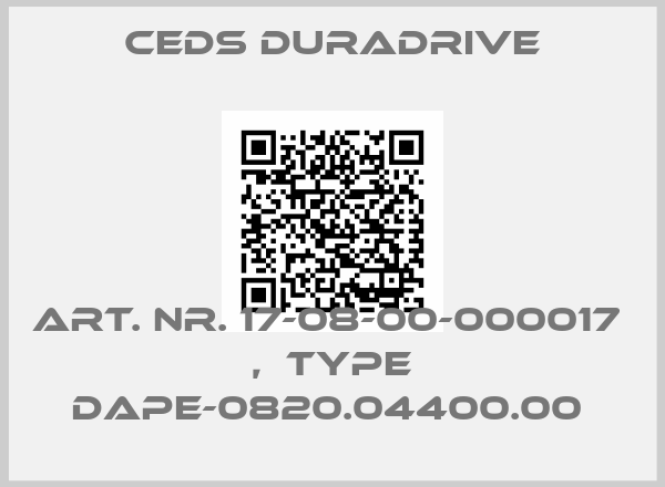 Ceds Duradrive-Art. Nr. 17-08-00-000017  ,  type DAPE-0820.04400.00 