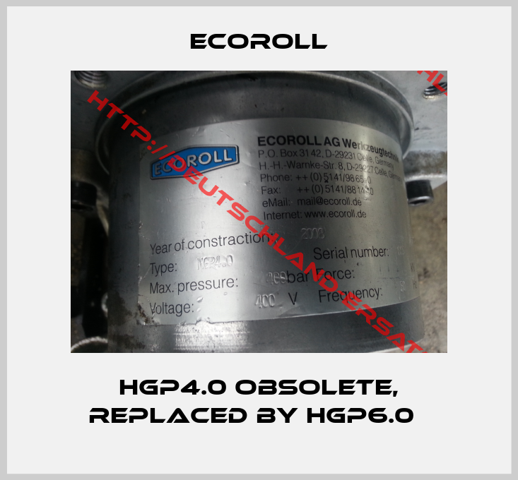 Ecoroll-HGP4.0 obsolete, replaced by HGP6.0  