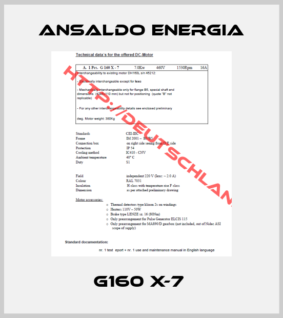 ANSALDO ENERGIA-G160 X-7 