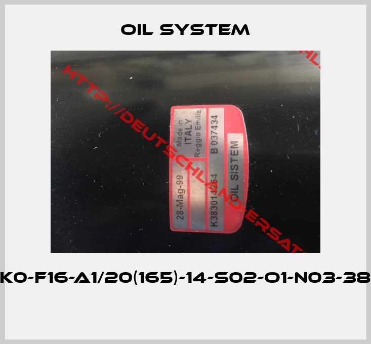Oil System-K0-F16-A1/20(165)-14-S02-O1-N03-38 