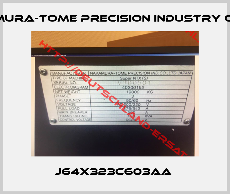 Nakamura-Tome Precision Industry Co.,Ltd.-J64x323C603AA 