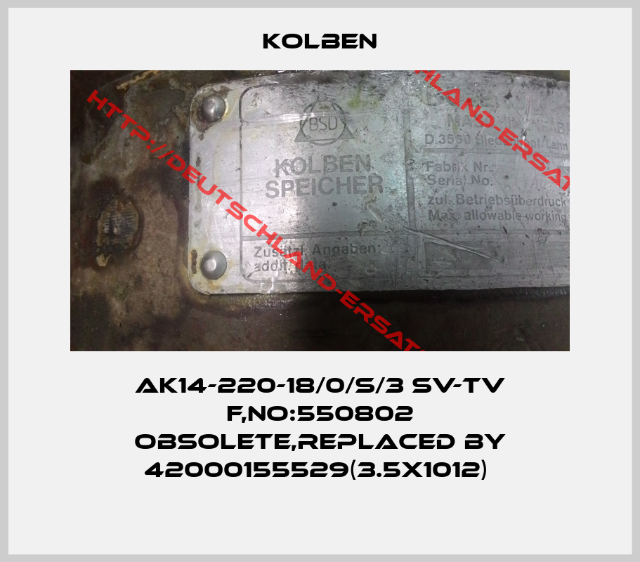 Kolben-AK14-220-18/0/S/3 SV-TV F,NO:550802 obsolete,replaced by 42000155529(3.5X1012) 