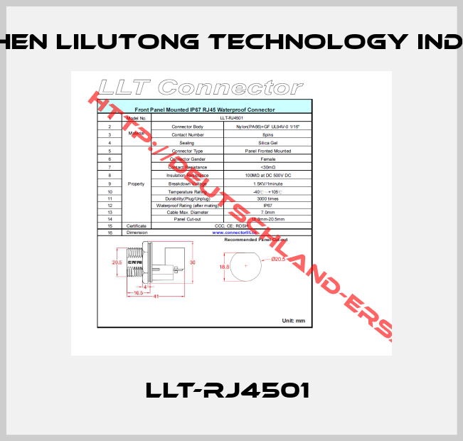 Shenzhen Lilutong Technology Industry-LLT-RJ4501 