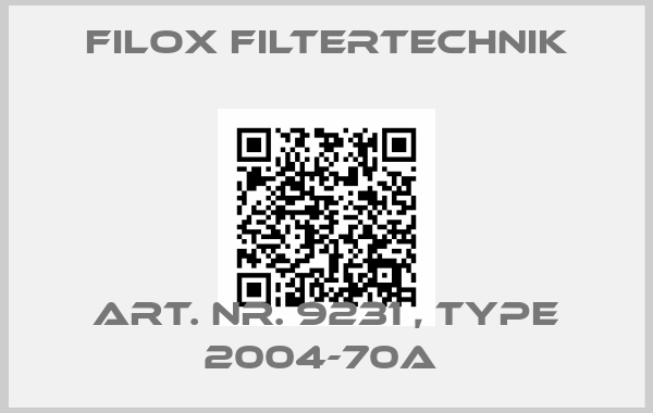 Filox Filtertechnik-Art. Nr. 9231 , type 2004-70A 