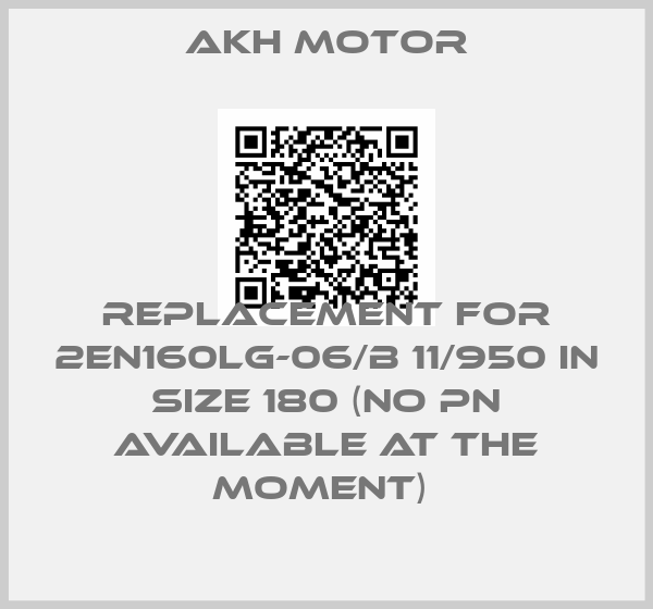 AKH Motor-replacement for 2EN160LG-06/B 11/950 in size 180 (no PN available at the moment) 
