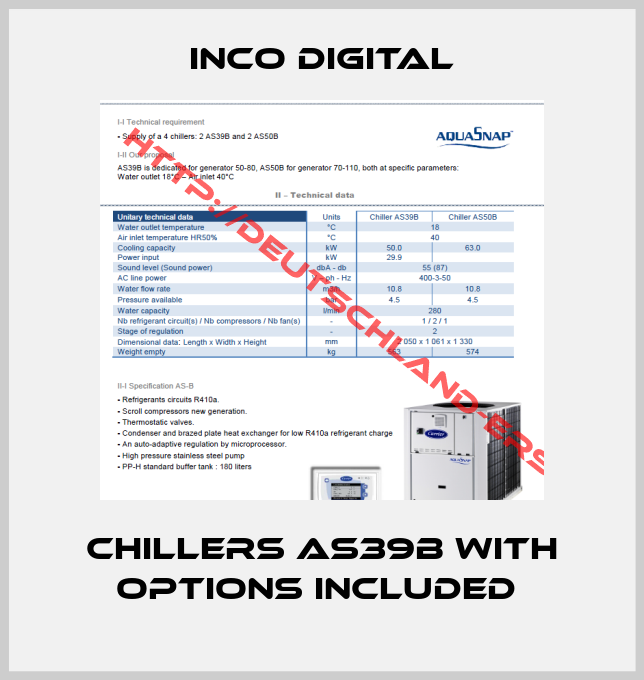 Inco Digital-Chillers AS39B with options included 