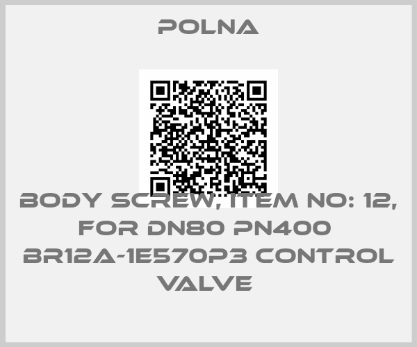 Polna-BODY SCREW, ITEM NO: 12, FOR DN80 PN400  BR12A-1E570P3 CONTROL VALVE 