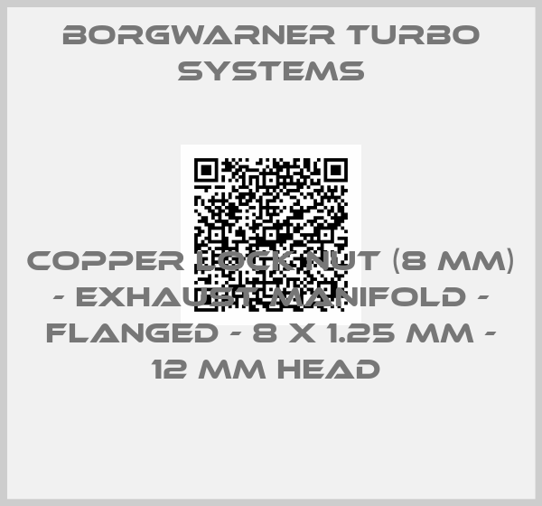Borgwarner turbo systems-Copper Lock Nut (8 mm) - Exhaust Manifold - Flanged - 8 X 1.25 mm - 12 mm Head 
