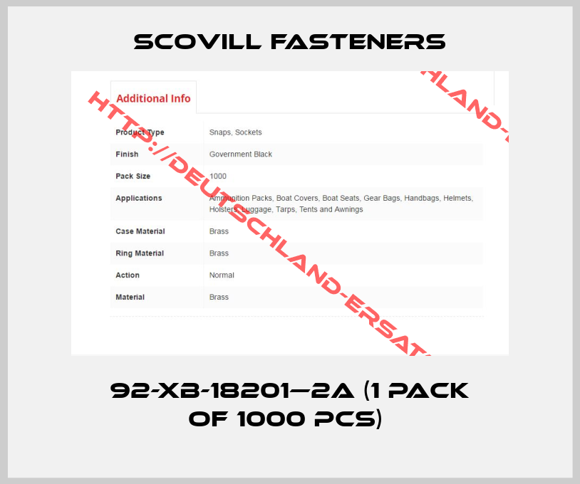 Scovill Fasteners-92-XB-18201—2A (1 pack of 1000 pcs) 