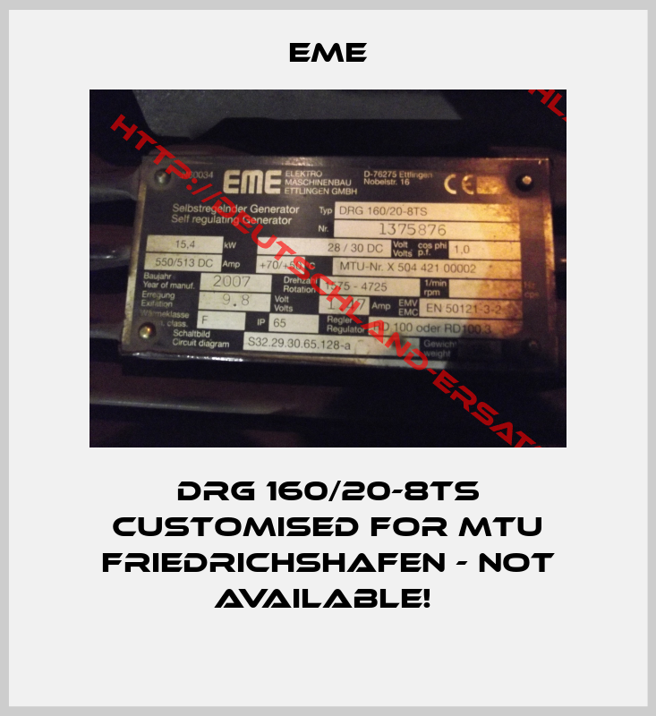 EME-DRG 160/20-8TS customised for MTU Friedrichshafen - not available! 
