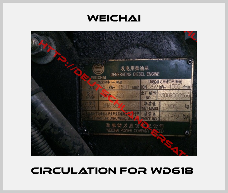 Weichai-Circulation for WD618 
