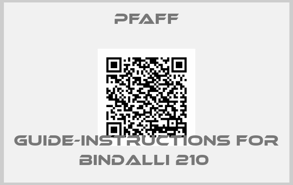 Pfaff-GUIDE-INSTRUCTIONS FOR BINDALLI 210 