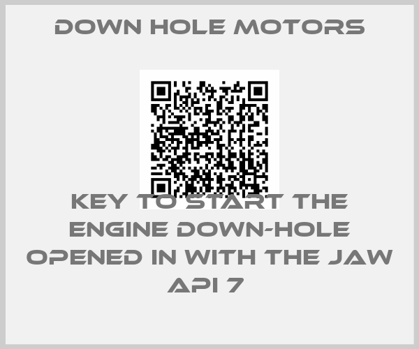 Down Hole Motors-KEY TO START THE ENGINE DOWN-HOLE OPENED IN WITH THE JAW API 7 