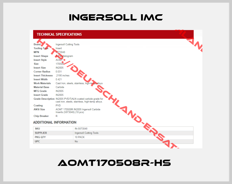 Ingersoll IMC-AOMT170508R-HS 