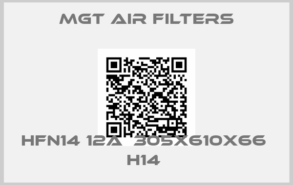 MGT Air Filters-HFN14 12A  305x610x66  H14 