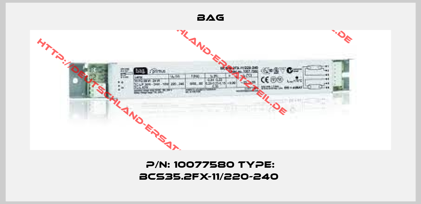 Bag-P/N: 10077580 Type: BCS35.2FX-11/220-240 