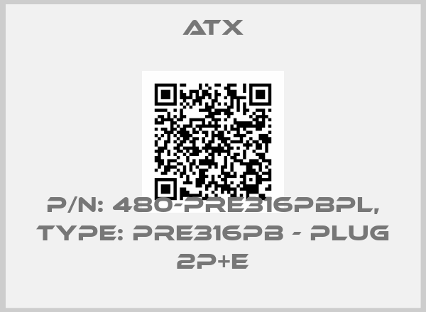 ATX-P/N: 480-PRE316PBPL, Type: PRE316PB - PLUG 2P+E