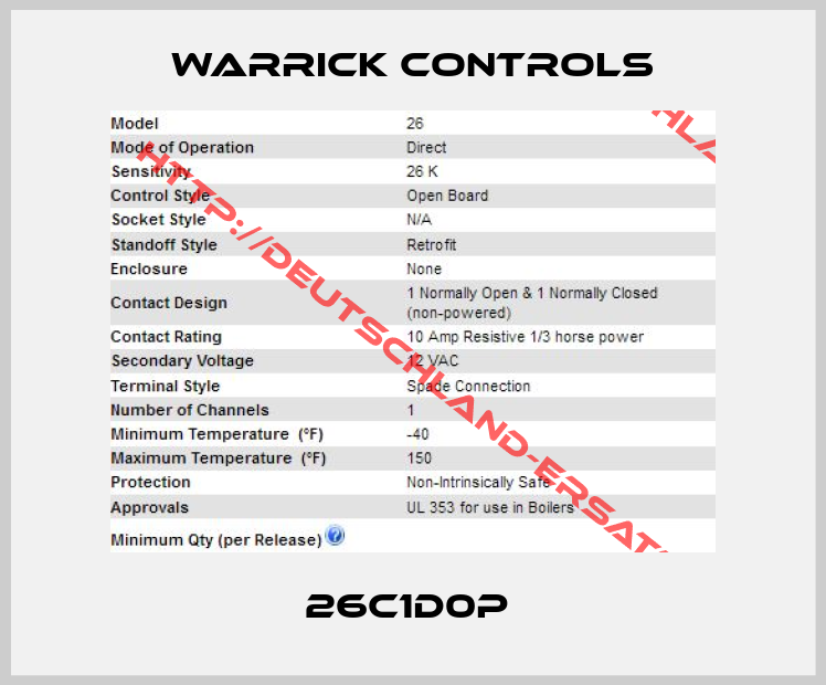 Warrick Controls-26C1D0P 