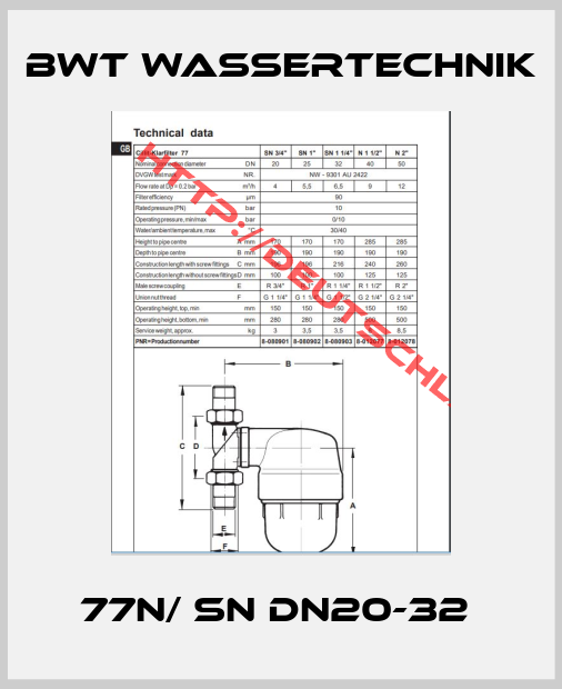 BWT Wassertechnik-77N/ SN DN20-32 