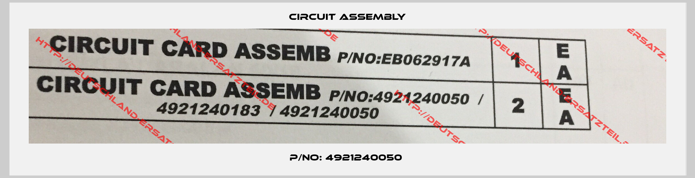 Circuit Assembly-P/NO: 4921240050 