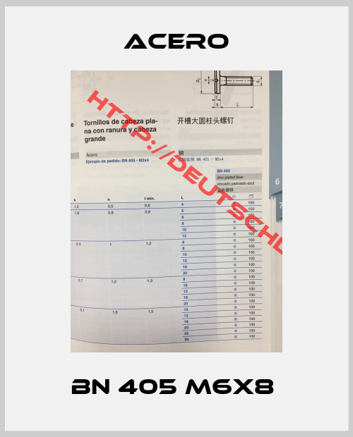 ACERO-BN 405 M6x8 