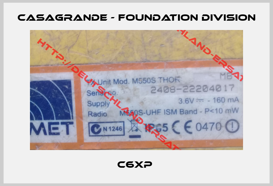 CASAGRANDE - FOUNDATION DIVISION-C6XP 
