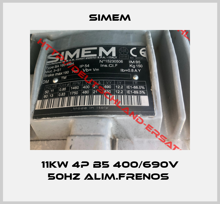 Simem-11Kw 4P B5 400/690V 50Hz Alim.FrenoS 