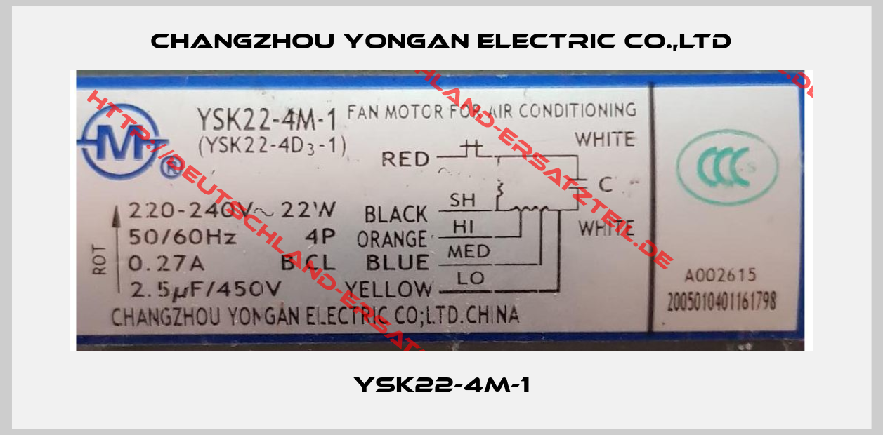 Changzhou Yongan Electric CO.,LTD-YSK22-4M-1