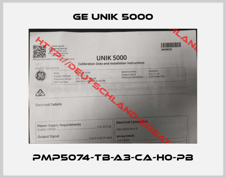 GE UNIK 5000-PMP5074-TB-A3-CA-H0-PB