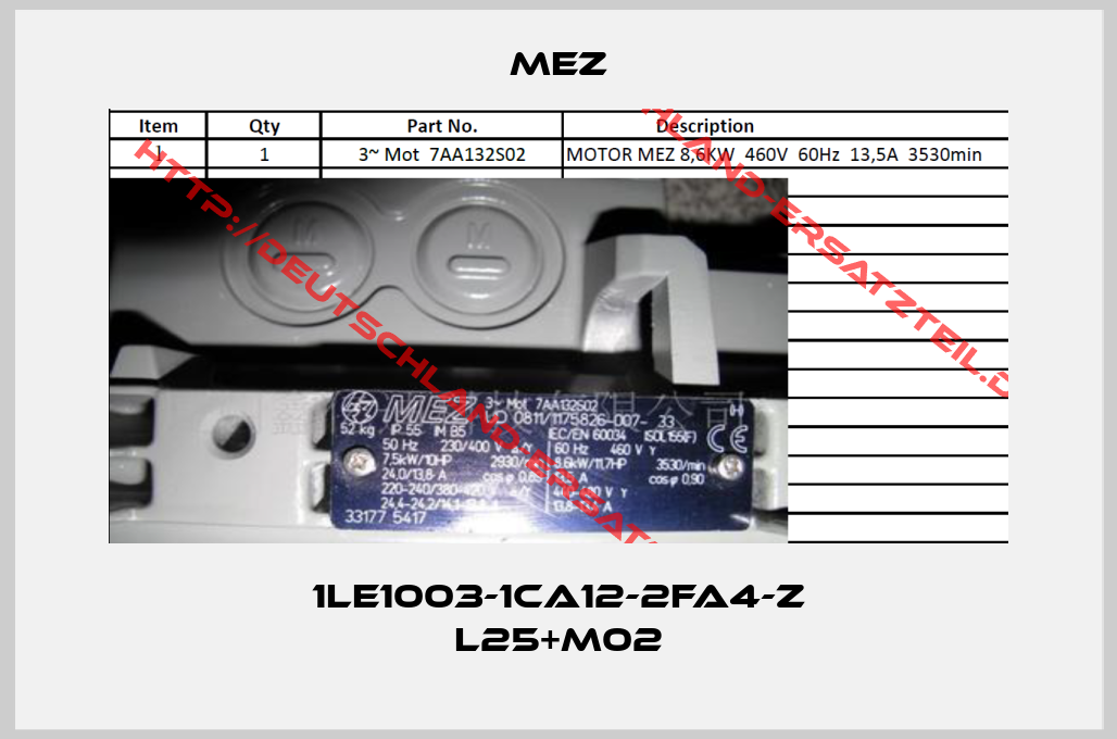 MEZ-1LE1003-1CA12-2FA4-Z L25+M02