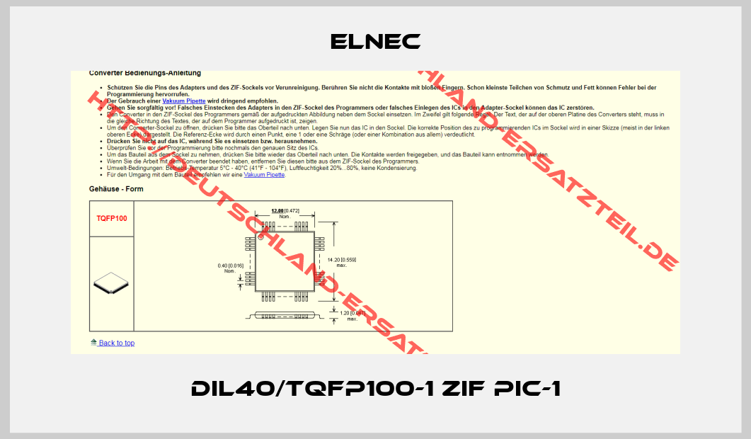 elnec-DIL40/TQFP100-1 ZIF PIC-1