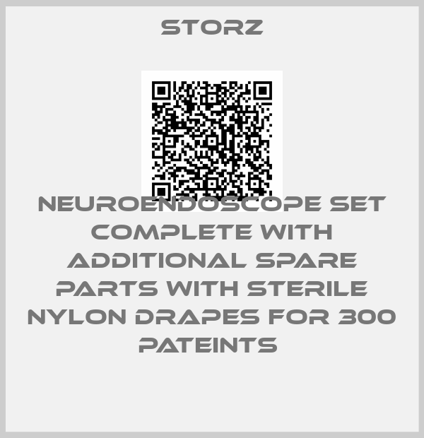 Storz-NEUROENDOSCOPE SET COMPLETE WITH ADDITIONAL SPARE PARTS WITH STERILE NYLON DRAPES FOR 300 PATEINTS 