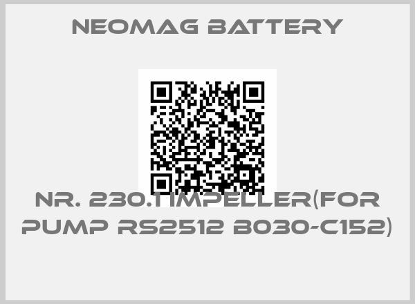 NEOMAG BATTERY-NR. 230.1 IMPELLER(FOR PUMP RS2512 B030-C152) 